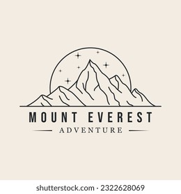 mountain everest line art design logo vector