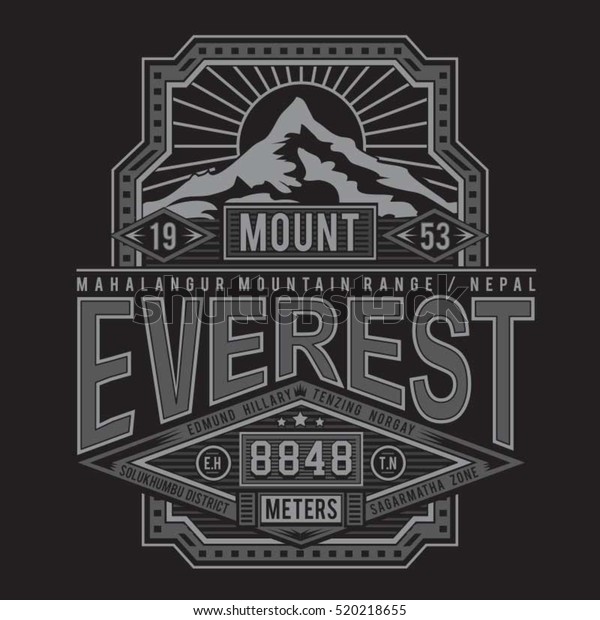 マウンテンエベレストの文字体裁 Tシャツのグラフィックス ベクター画像 のベクター画像素材 ロイヤリティフリー