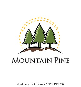 Mountain Evergreen Pine Tree Nature Logo Template