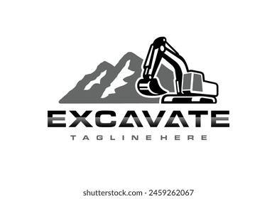 the mountain excavator construction logo