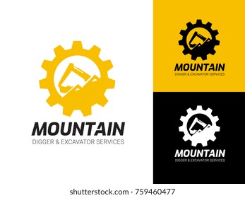 Mountain Excavator services logo template.