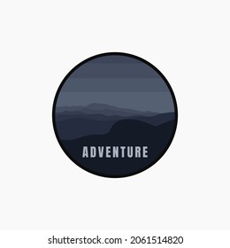 Mountain expedition badge design. Adventure traveling logo. Hiking Climbing emblem. Vector illustration.