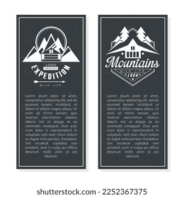 Mountain expedition brochure template. Trekking and hiking adventures leaflet, magazine, flyer, booklet flat vector