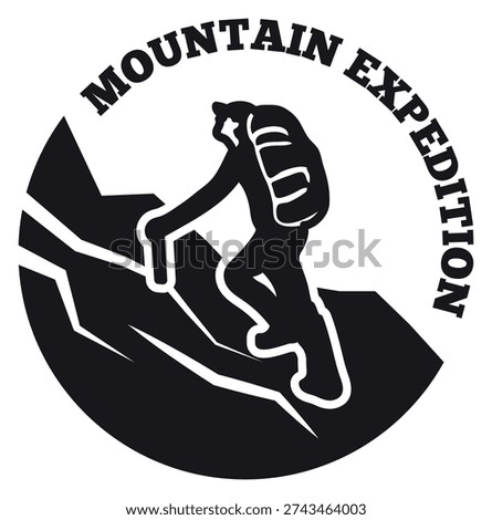 Mountain expedition label. Black extreme travel logo