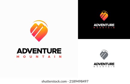Diseños del logo de Mountain Expedition como vector de concepto, símbolo del logo de Outdoor Adventure