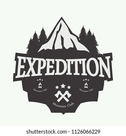 mountain expedition logo hicking track label