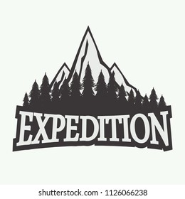 mountain expedition logo hicking track label