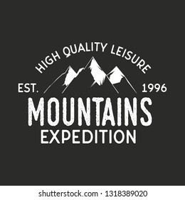 Mountain expedition logo isolated on a black background. Vector logo template.