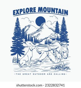 Mountain Expedition Logo. Outdoor Camping and Adventure Vintage Illustration