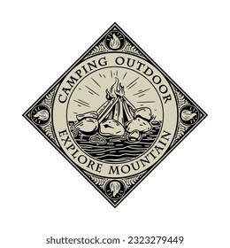 Mountain Expedition Logo. Outdoor Camping and Adventure Vintage Illustration