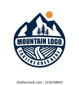 Mountain expedition logo template. Vintage mountain logo
