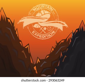 mountain expedition retro emblem