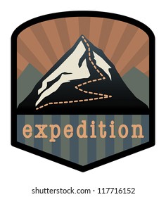 Mountain expedition sign, vector illustration