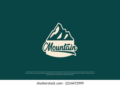 Mountain exploration badge logo design. Mountain travel emblem. Mountain expedition design.