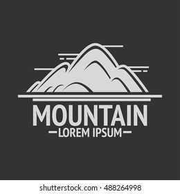 Mountain exploration vintage logo, emblem or silhouette. Logotype template and badge with mountains. Vector Illustration.