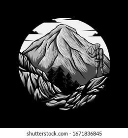 mountain explore man vector illustration