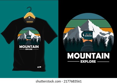 Mountain Explore Retro Vintage T Shirt Design