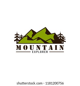 Mountain Explorer Adventure Badge Vector Template Simple Flat Design