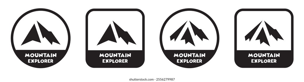 Mountain explorer icon. Peak logo. Summit icon, vector illustration
