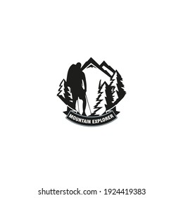 Mountain explorer logo design. Retro vintage mountain explorer logo design. Mountain explorer badges logo design template	