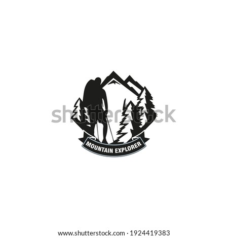 Mountain explorer logo design. Retro vintage mountain explorer logo design. Mountain explorer badges logo design template	