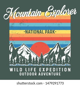  Mountain explorer, National Park slogan typography, t-shirt graphics, vectors