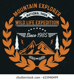 Mountain explorer, national park typography, t-shirt graphics, vectors