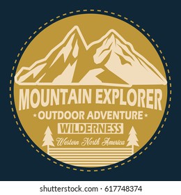 Mountain explorer, outdoor adventure, wilderness typography, t-shirt graphics, vectors