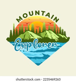 Mountain Explorer. Mountain T-Shirt Design. Vector File Formats, EPS (Editable)
