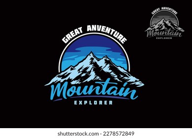 Mountain Explorer Vector Logo Template. The main symbol of the logo is two mountains, this logo symbolizes a nature, peace, and calm, this logo also look modern, sporty, simple and young. 