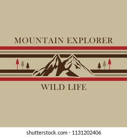 Mountain explorer, wild life typography, t-shirt graphics, vectors