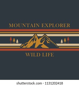 Mountain explorer, wild life typography, t-shirt graphics, vectors