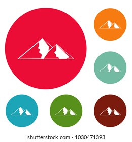 Mountain for extremal icons circle set vector isolated on white background