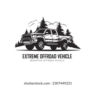 mountain extreme off road vehicle logo silhouette vector