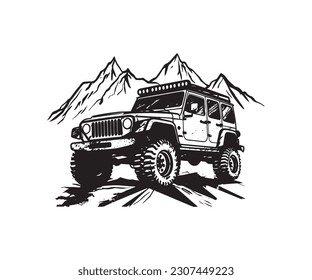 mountain extreme off road vehicle logo silhouette