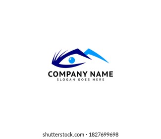 Montaña con diseño vectorial de logotipo de ilustración ocular