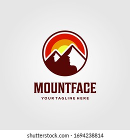 mountain face clever logo vector sunset illustration design