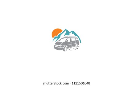 mountain fan outdoor logo vector icon