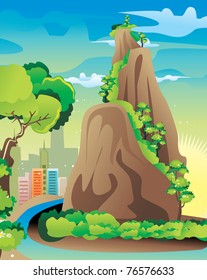 mountain fantasy landscape vector