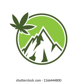 Mountain Farm Cannabis badge emblem logo illustration vector