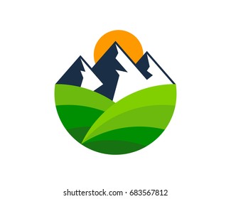 Mountain Farm Icon Logo Design Element