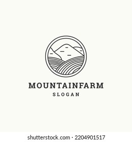 Mountain farm logo icon flat design template 
