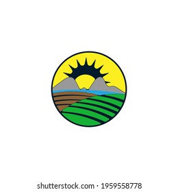 mountain farm logo vector concept, icon, element, and template for company