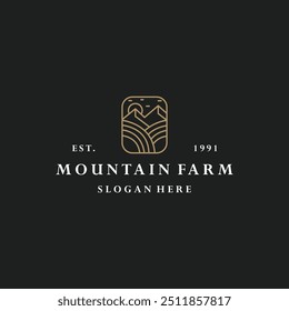 Mountain farm logo vector hipster vintage icon illustration