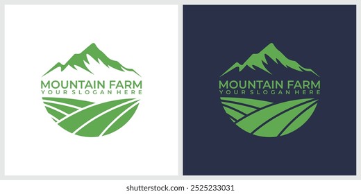 Ilustração do ícone do hipster do vetor do logotipo da fazenda de montanha
