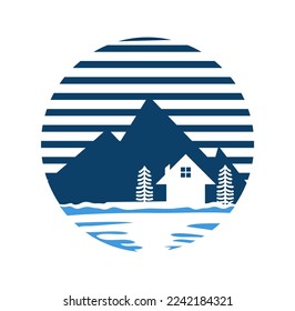 Mountain Farm Logo vector Icon Sign illustration in white background isolated