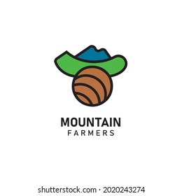 mountain farmer head logo design