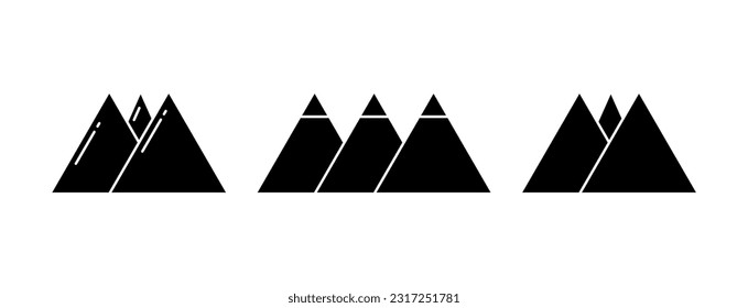 Vector de símbolo de icono de relleno de montaña. Icono de montaña glifo negro