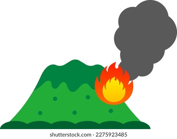 Mountain fire isolated vector illustration.