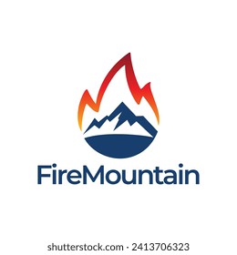 Mountain with Fire Logo Design